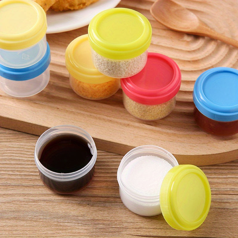 Envases de ensalada de 6 paquetes con tapa de rosca, tazas de condimento miniaturas reutilizables de 35ml, almacenamiento de plástico pequeño portátil para salsas y especias
