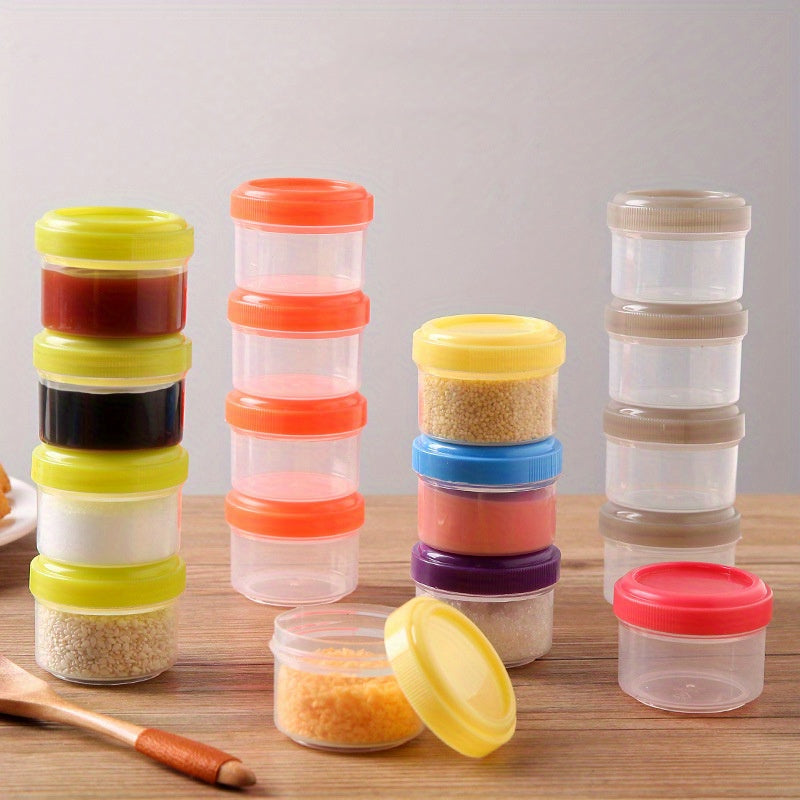 Envases de ensalada de 6 paquetes con tapa de rosca, tazas de condimento miniaturas reutilizables de 35ml, almacenamiento de plástico pequeño portátil para salsas y especias