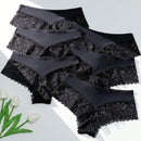 Set de 6 bragas de mujer con estampado de encaje semitransparente y de baja cintura, transpirables y tipo hipster