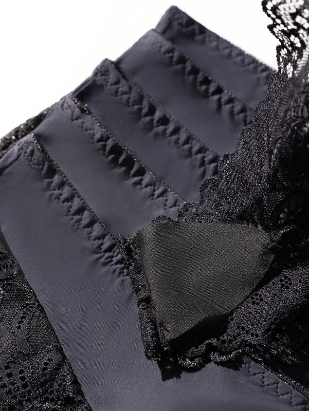Set de 6 bragas de mujer con estampado de encaje semitransparente y de baja cintura, transpirables y tipo hipster