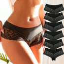 Set de 6 bragas de mujer con estampado de encaje semitransparente y de baja cintura, transpirables y tipo hipster