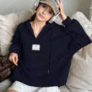 Ezwear sudadera con capucha casual de mujer con bordado de letras, para otono/invierno