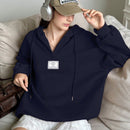 Ezwear sudadera con capucha casual de mujer con bordado de letras, para otono/invierno