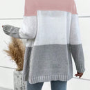 Lune cardigan con parches de colores contrastantes, informal y de moda para uso diario