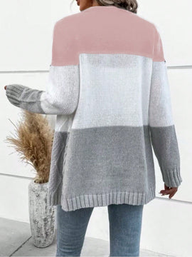 Lune cardigan con parches de colores contrastantes, informal y de moda para uso diario