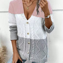 Lune cardigan con parches de colores contrastantes, informal y de moda para uso diario