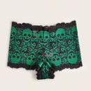 Bragas de encaje con esqueleto de colores contrastantes de moda para halloween