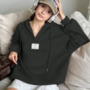 Ezwear sudadera con capucha casual de mujer con bordado de letras, para otono/invierno