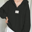 Ezwear sudadera con capucha de manga larga informal con estampado de letra, hombros caidos y cordon, para otono
