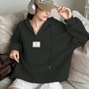 Ezwear sudadera con capucha de manga larga informal con estampado de letra, hombros caidos y cordon, para otono