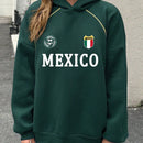 Ezwear sudadera holgada con capucha de estilo deportivo minimalista casual con patron de letra de mexico, para mujer, otono/invierno