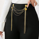 Modely 1 pieza pantalon recto casual de mujer con detalles de cadena, adecuado para el uso diario en otono