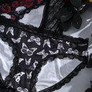 Juego de 3 piezas de bragas tipo hipster con estampado oscuro y encaje en estilo exotico y2k para mujeres en halloween