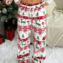 Moosta pantalones rectos holgados comodos para mujer con estampado grafico de peluche navideno