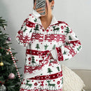 Moosta pantalones rectos holgados comodos para mujer con estampado grafico de peluche navideno