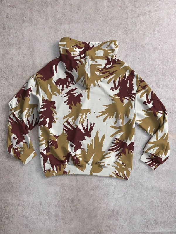 Muchic sudadera con capucha con estampado de leopardo minimalista informal, impreso en toda la prenda, otono invierno