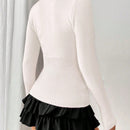 Moosta mujer chaqueta de punto de unicolor con cuello redondo, manga larga, de abotonadura sencilla, versatil y de moda, para otono/invierno