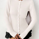 Moosta chaqueta de punto de estilo casual y versatil de color liso para otono/invierno