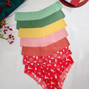 Set de 7 piezas/paquete de tangas de tiro bajo con estampado navideno para mujeres