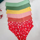 Set de 7 piezas/paquete de tangas de tiro bajo con estampado navideno para mujeres