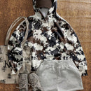 Muchic sudadera con capucha con estampado de leopardo minimalista informal, impreso en toda la prenda, otono invierno