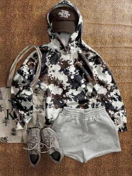 Muchic sudadera con capucha con estampado de leopardo minimalista informal, impreso en toda la prenda, otono invierno