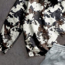 Muchic sudadera con capucha con estampado de leopardo minimalista informal, impreso en toda la prenda, otono invierno