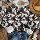 Muchic sudadera con capucha con estampado de leopardo minimalista informal, impreso en toda la prenda, otono invierno