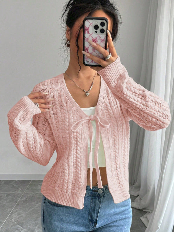 Essnce cardigan de mujer de manga larga con estampado floral 3d con lazo delantero, de estilo frances casual y versatil