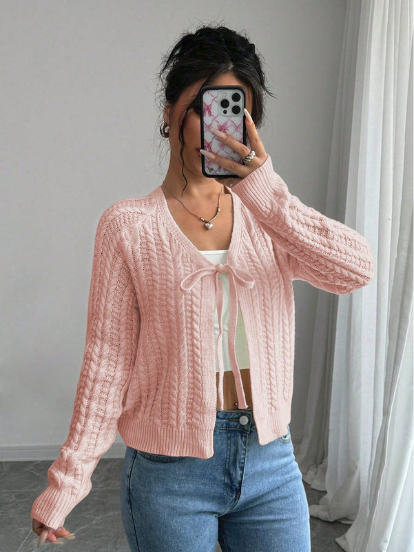 Essnce cardigan de mujer de manga larga con estampado floral 3d con lazo delantero, de estilo frances casual y versatil