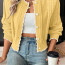 Franclia cardigan casual corto de punto con botones con forma de corazon para mujer, para otono/invierno