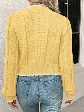 Franclia cardigan casual corto de punto con botones con forma de corazon para mujer, para otono/invierno