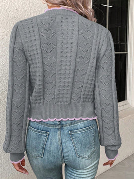 Franclia cardigan casual corto de punto con botones con forma de corazon para mujer, para otono/invierno