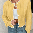 Franclia cardigan casual de mujer con borde de concha de color contrastante, para otono