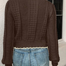 Franclia cardigan casual corto de punto con botones con forma de corazon para mujer, para otono/invierno
