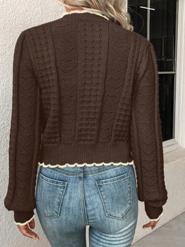 Franclia cardigan casual corto de punto con botones con forma de corazon para mujer, para otono/invierno