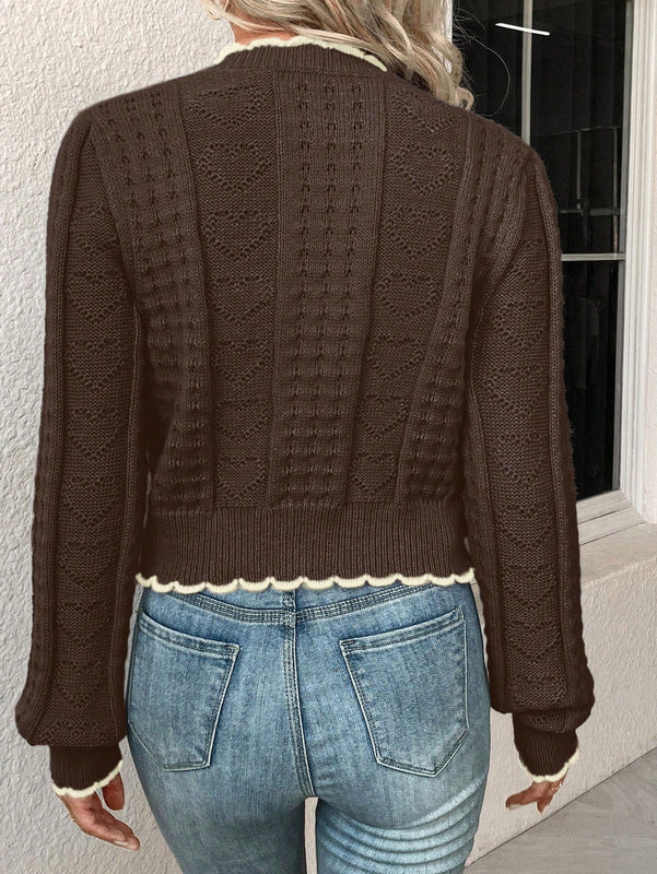 Franclia cardigan casual corto de punto con botones con forma de corazon para mujer, para otono/invierno