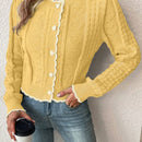 Franclia cardigan casual corto de punto con botones con forma de corazon para mujer, para otono/invierno