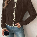 Franclia cardigan casual corto de punto con botones con forma de corazon para mujer, para otono/invierno
