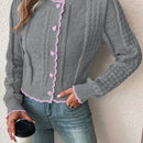 Franclia cardigan casual corto de punto con botones con forma de corazon para mujer, para otono/invierno