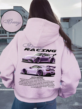 Camiseta informal con estampado, sudadera suelta con capucha, regalo para entusiastas de los autos, camiseta a juego con tematica de autos