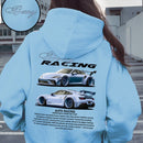 Camiseta informal con estampado, sudadera suelta con capucha, regalo para entusiastas de los autos, camiseta a juego con tematica de autos