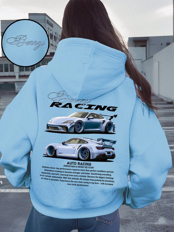 Camiseta informal con estampado, sudadera suelta con capucha, regalo para entusiastas de los autos, camiseta a juego con tematica de autos