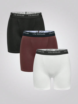 Easyfave 3 piezas/set de bragas de media cintura y pierna larga para mujeres
