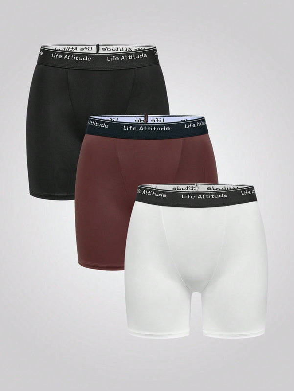 Easyfave 3 piezas/set de bragas de media cintura y pierna larga para mujeres