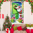 Adorno para marco de puerta de Papá Noel y cachorro, 1 pieza, 89.92x180.09 cm, borlas de poliéster con temática navideña, sin pilas, estilo moderno, perfecto para celebraciones de Año Nuevo y fiestas, ideal para casas de vacaciones y decoración de fiestas