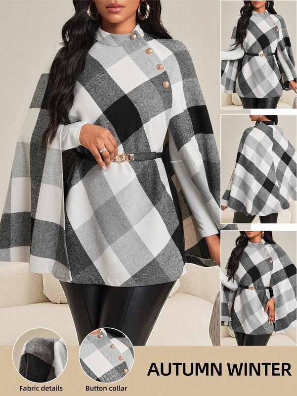 Lady abrigo de mujer de manga larga con cuello alto, botones dorados, estilo elegante para ocasiones casuales, de fiesta, boda, de oficina, en otono e invierno, en colores negro, blanco y gris, talla grande, nuevo.