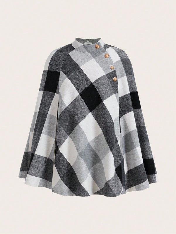 Lady abrigo de mujer de manga larga con cuello alto, botones dorados, estilo elegante para ocasiones casuales, de fiesta, boda, de oficina, en otono e invierno, en colores negro, blanco y gris, talla grande, nuevo.