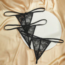 Set de 3 piezas de pantis de encaje transparente con diseno de lazo sexy para mujer