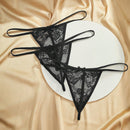 Set de 3 piezas de pantis de encaje transparente con diseno de lazo sexy para mujer
